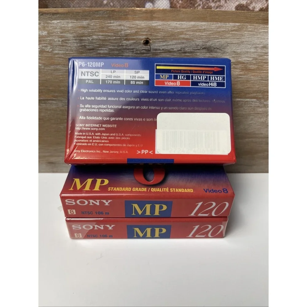 Sony 8mm MP 120 Min Video Cassette Tape P6‑120MP – NEW Sealed – Lot of 3